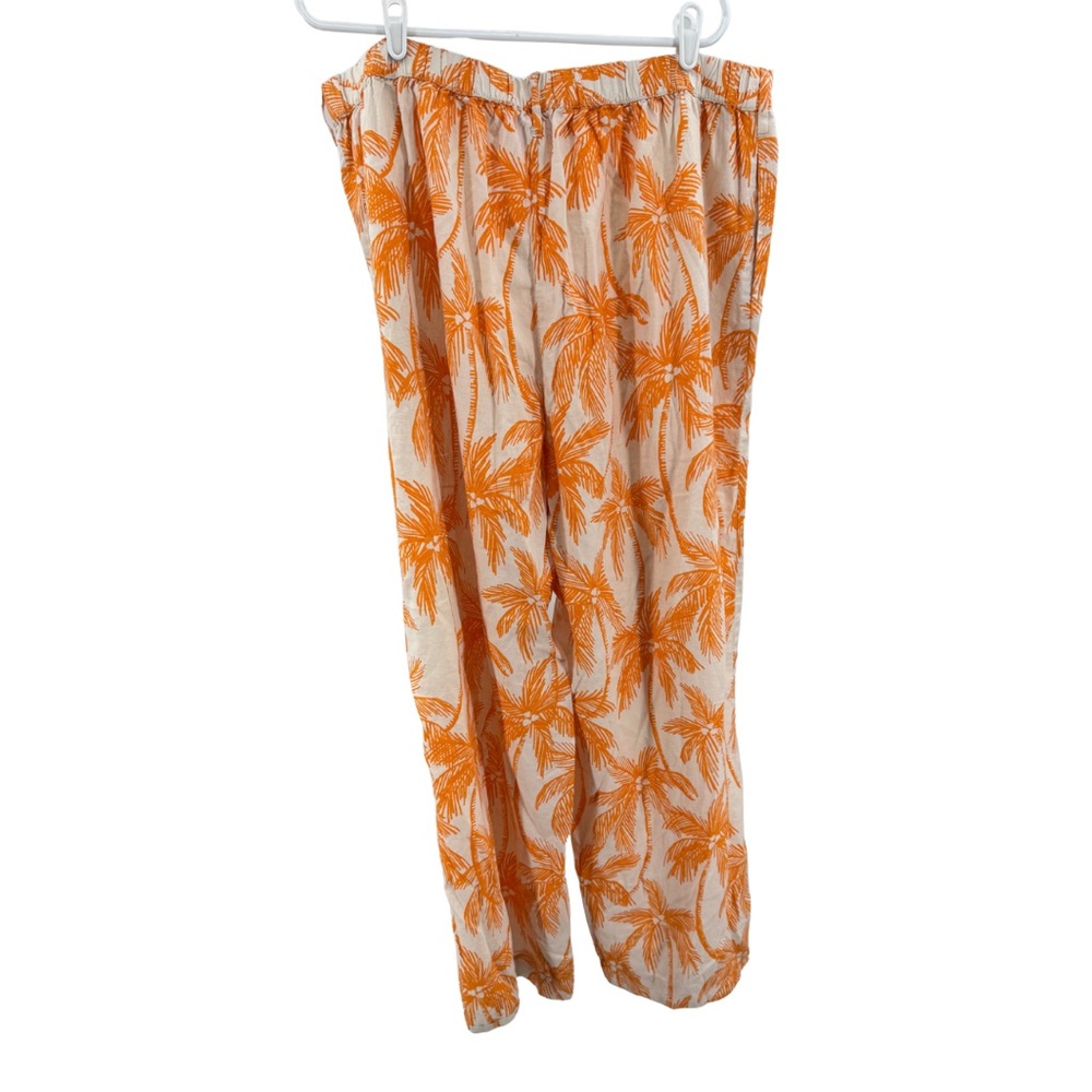Future Collective with Alani Noelle Women's Wide Leg Relaxed Palm Tree linen 1X - Picture 3 of 13